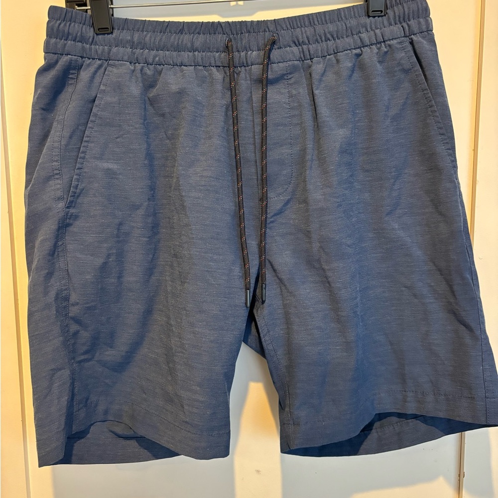 Faherty Blue Athletic Shorts with Elastic Waistband and Drawstring